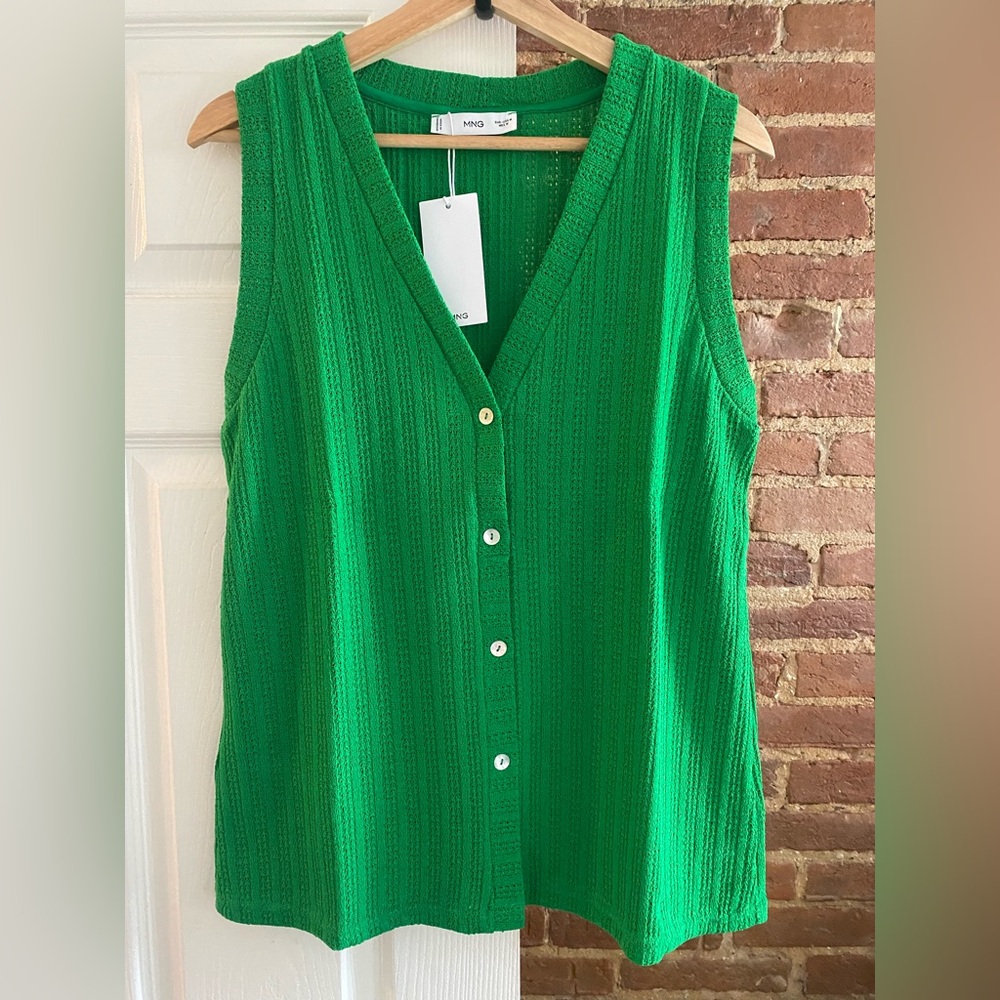 Mango Crochet Button Vest - New With Tags
